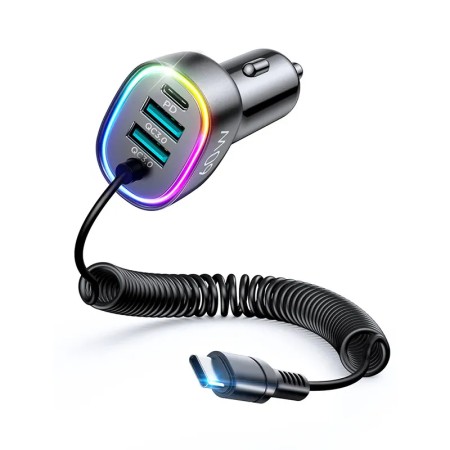 Joyroom JR-CL19 4in1 60W Wired Car Charger with Type-C Cable
